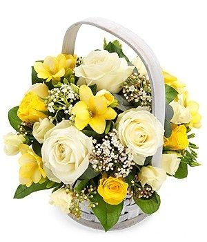 Shining Light Yellow and White Basket